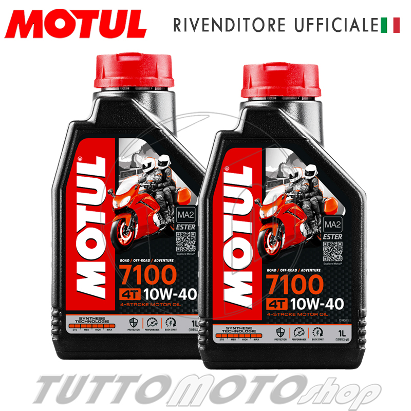 2 litri Olio Motore MOTUL 7100 10W40 4T MA2 100% Sintetico- Moto Scooter 4  Tempi